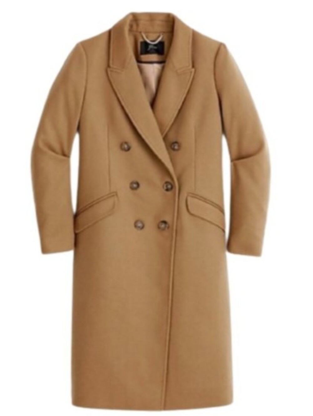 J. Crew Double Breasted Top Coat Camel Tan Wool Cashmere